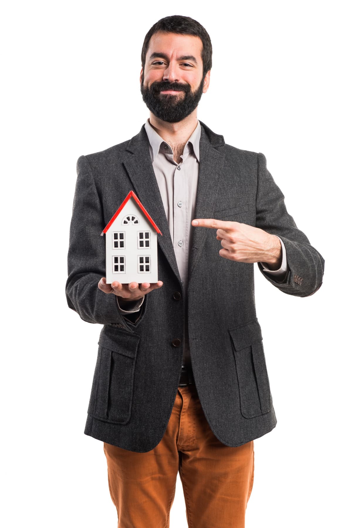Man holding a model house